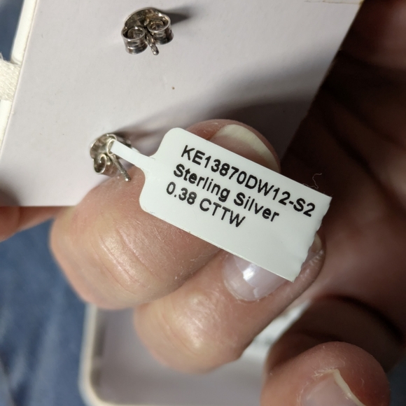 Diamond Cluster Earrings .38tcw sterling silver - Picture 4 of 6